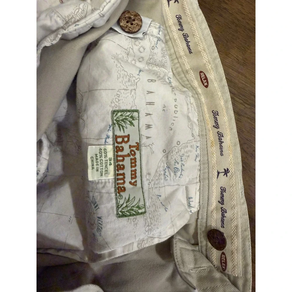 Tommy Bahama Relax Mens 34 Pleated Chino Shorts Khaki Tan Tencel Cotton Blend
